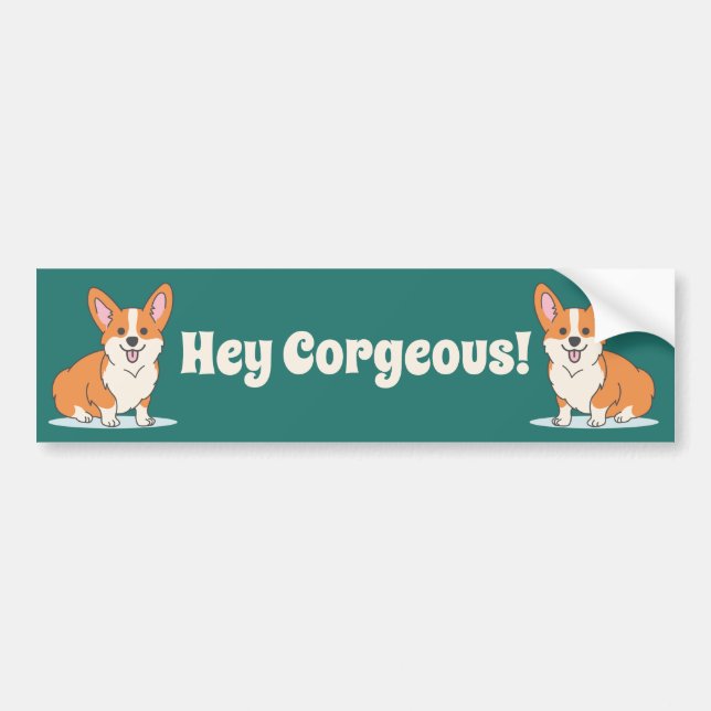 Funny Corgi Puppy - Hey Corgeous Bumper Sticker (Front)