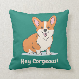 Funny Corgi Puppy Pun - Hey Corgeous Cushion