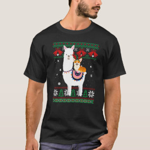 Funny Corgi Riding Llama Christmas  Corgi Xmas Ugl T-Shirt