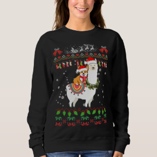 Funny Corgi Riding Llama Christmas Dog Corgi Xmas Sweatshirt