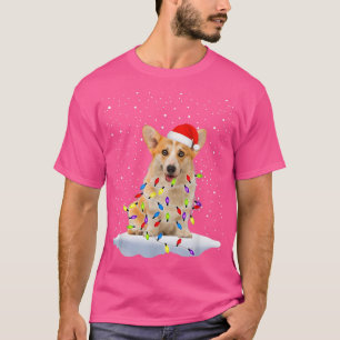Funny Corgi Santa Christmas Lights Gift Dog Lover  T-Shirt
