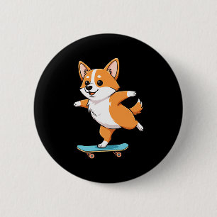 Funny Corgi Skater Skateboard Ballerina Mom Dad Ki 6 Cm Round Badge