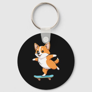 Funny Corgi Skater Skateboard Ballerina Mom Dad Ki Key Ring