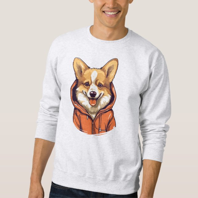 Funny Corgi Wearing Hoodie (Front)