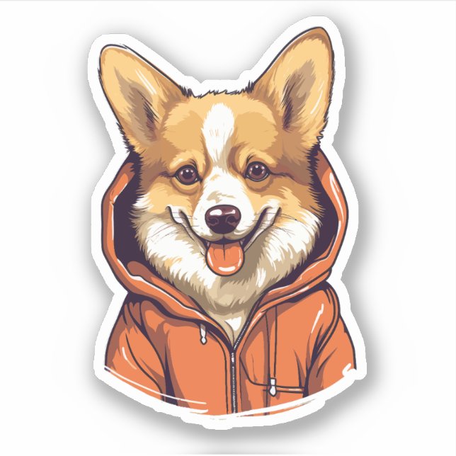 Funny Corgi Wearing Hoodie (Front)