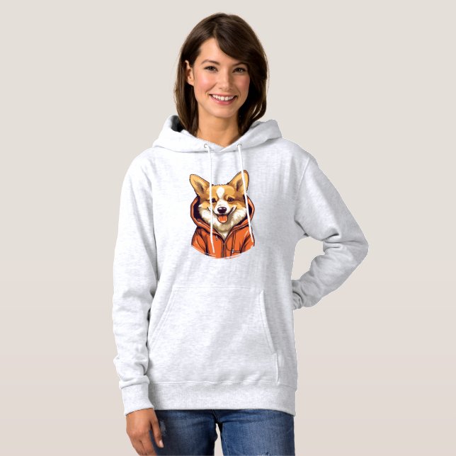 Funny Corgi Wearing Hoodie (Front Full)