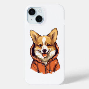 Funny Corgi Wearing Hoodie iPhone 15 Case
