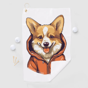 Funny Corgi Wearing Hoodie Golf Towel