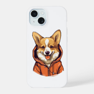 Funny Corgi Wearing Hoodie iPhone 15 Case