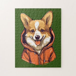 Funny Corgi Wearing Hoodie Jigsaw Puzzle