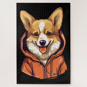 Funny Corgi Wearing Hoodie Jigsaw Puzzle