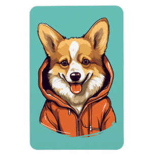 Funny Corgi Wearing Hoodie Magnet