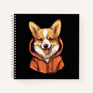 Funny Corgi Wearing Hoodie Notebook