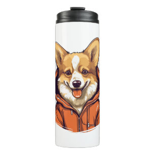 Funny Corgi Wearing Hoodie Thermal Tumbler