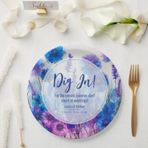 💍 Funny Cornflowers and Lavender Elegance Paper Plate