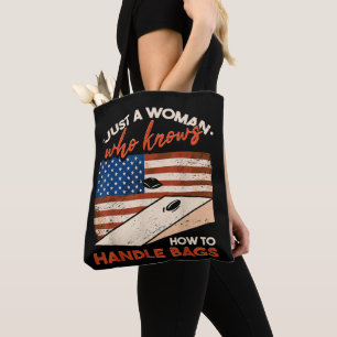Funny Cornhole American Flag Cornhole  Tote Bag