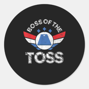 Funny Cornhole Cornhole Team Boss of the Toss Classic Round Sticker
