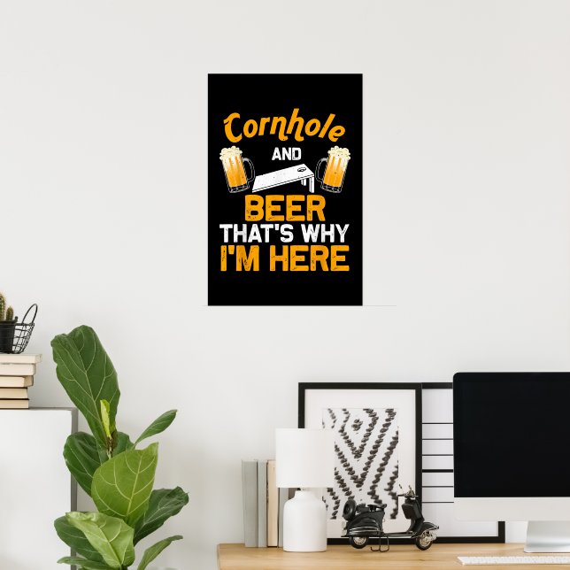 Funny Cornhole Gift For Men Cornhole Player Beer  Poster (Home Office)