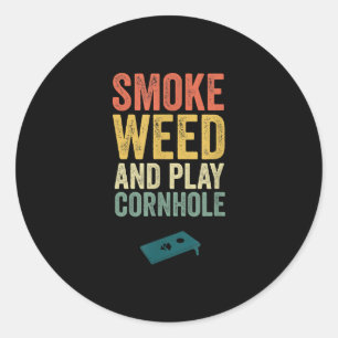 Funny Cornhole Weed Vintage Retro Team Gift Classic Round Sticker