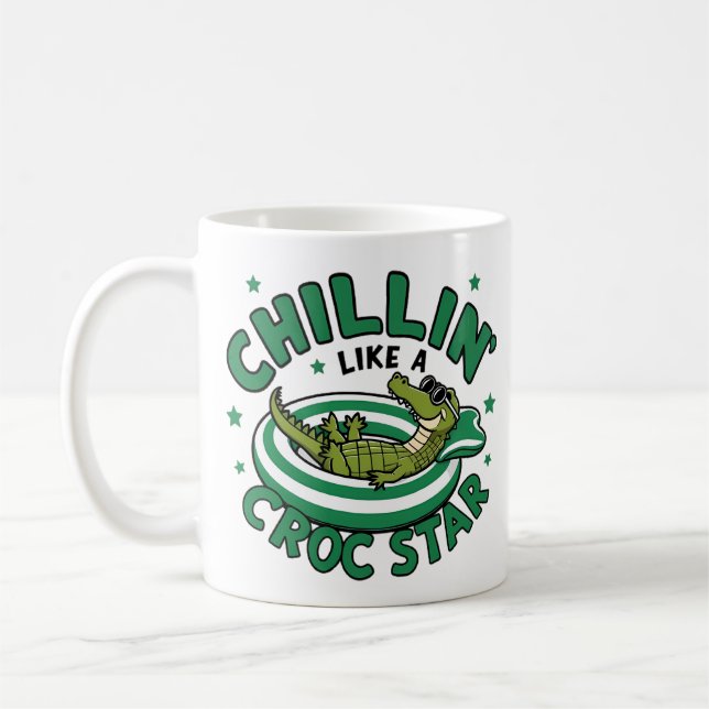 Funny corocdile cartoon croc summer coffee mug (Left)