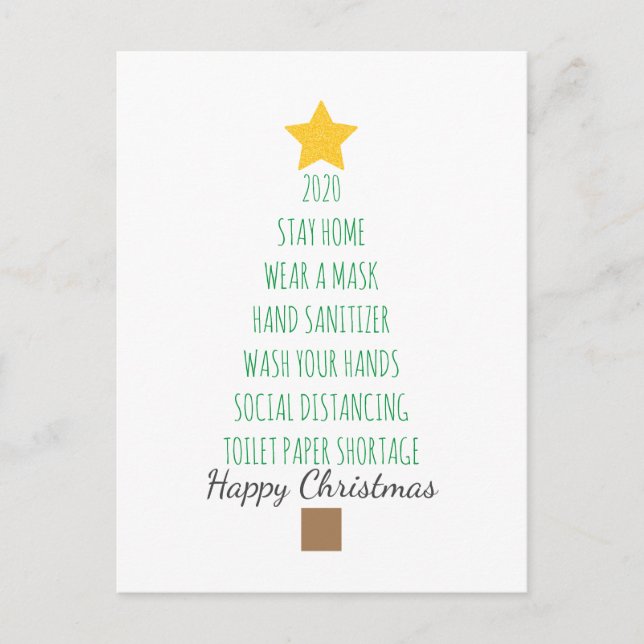 Funny Coronavirus 2020 Christmas Tree Holiday Postcard (Front)