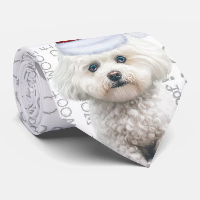 Funny Coton de Tulear Christmas Dog Lover Tie (Rolled)