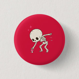 Funny Cottagecore Skeleton Foraging Red Mushroom  3 Cm Round Badge