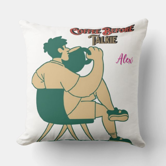 Funny Couch Pillows for Coffee Addicts (AI) (Front)