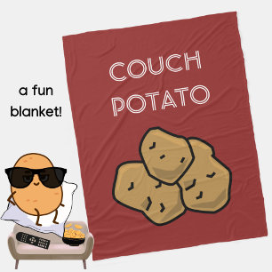 Funny "Couch Potato" Binge Watching Introvert Flee Fleece Blanket