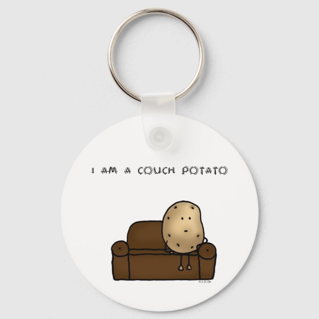 Funny Couch Potato Cartoon Design   Key Ring (Front)