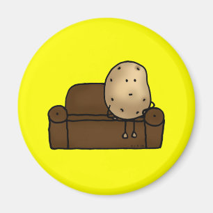 Funny Couch Potato Cartoon Design Magnet