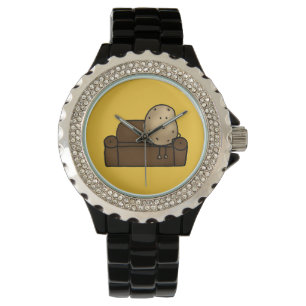 Funny Couch Potato Cartoon Design Watch