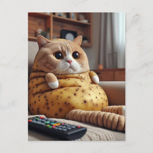 Funny Couch Potato Cat Postcard (Front)