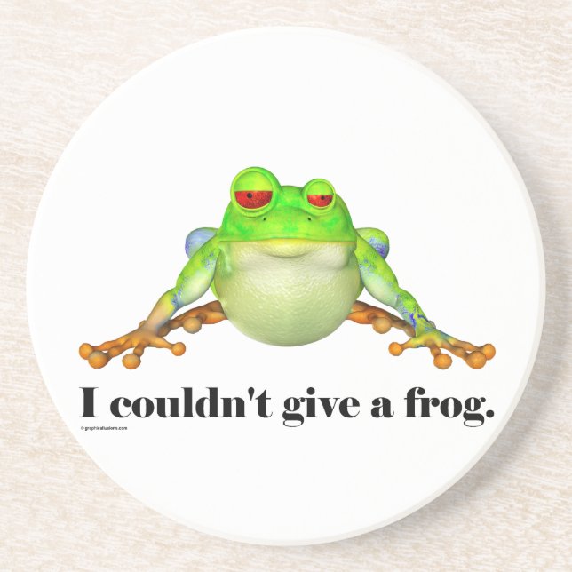 Funny Couldn't Give a Frog Cartoon Coaster (Front)
