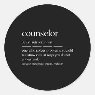 Funny Counsellor Noun Mental Health Counsellor Classic Round Sticker