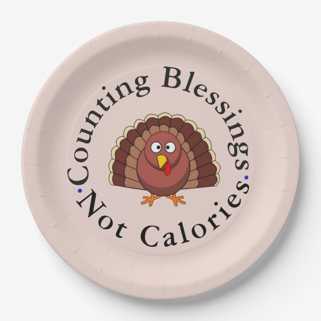 Funny Counting Blessings Not Calories Thankful  Paper Plate (Front)