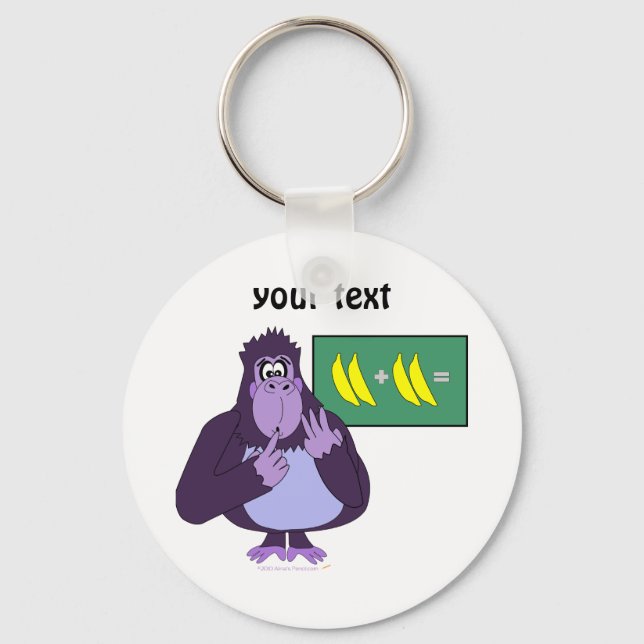 Funny Counting Gorilla Math Custom Key Ring (Front)