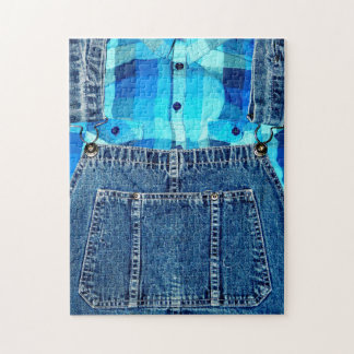 Funny Country Bumpkin Jean Overalls Jigsaw Puzzle