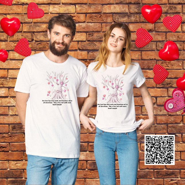 Funny Couple Matching Pink Heart Tree Valentines T-Shirt (Creator Uploaded)