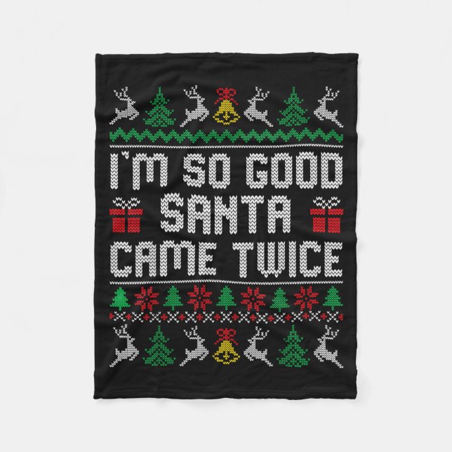 Funny Couple Ugly Christmas Sweater For Men Women  Fleece Blanket (Front)