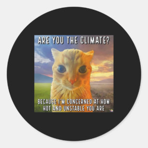 Funny Couple Valentine Orange Cat Meme Are You The Classic Round Sticker