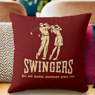 Funny Couple's Custom Golf Gift Matching Cushion