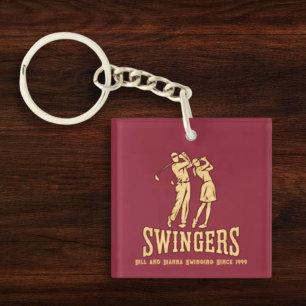 Funny Couple's Custom Golf Gift Matching Key Ring