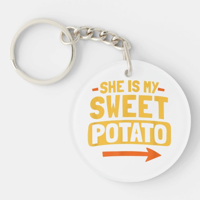 Funny Couples Matching She Is My Sweet Potato Shir Key Ring (Front)