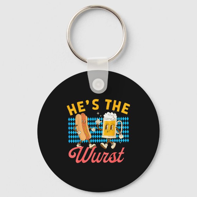 Funny Couples She's A Brat He's The Wurst  Key Ring (Front)