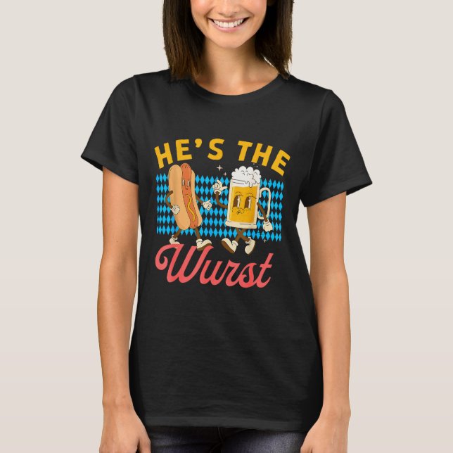 Funny Couples She's A Brat He's The Wurst  T-Shirt (Front)