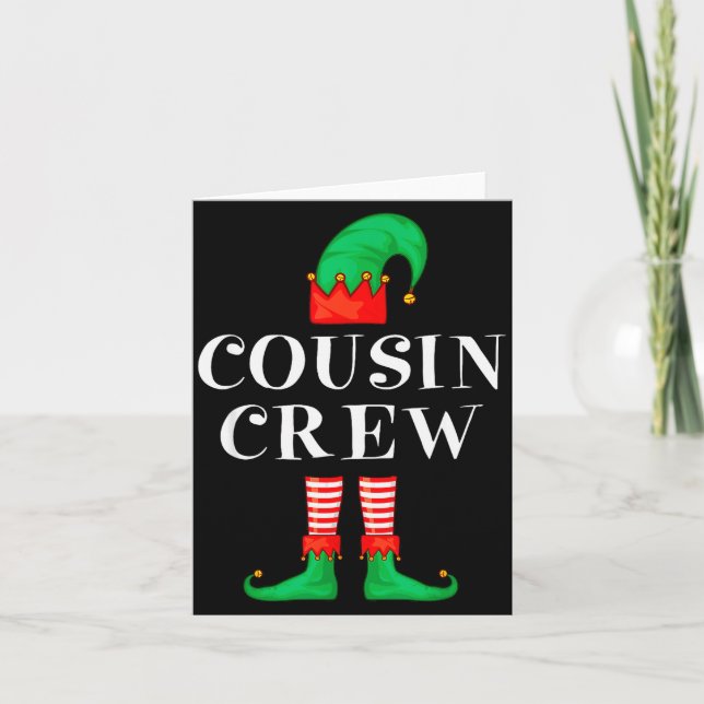Funny Cousin Crew Elf Christmas Elf Cousin Sweater Card (Front)