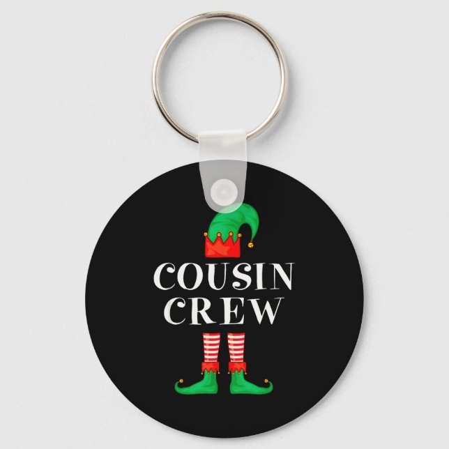 Funny Cousin Crew Elf Christmas Elf Cousin Sweater Key Ring (Front)