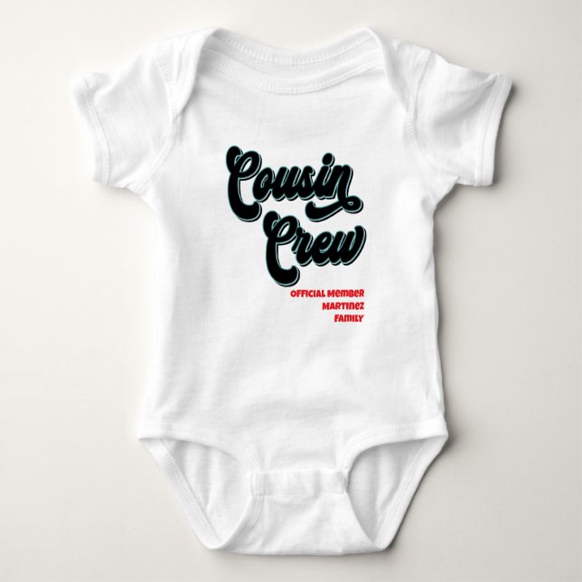 Funny Cousin Crew Official Family Reunion Baby Bodysuit (Front)