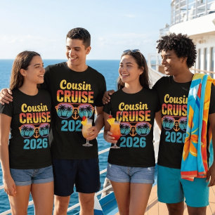 Funny Cousin Cruise 2026 Retro Summer Vacation  T-Shirt